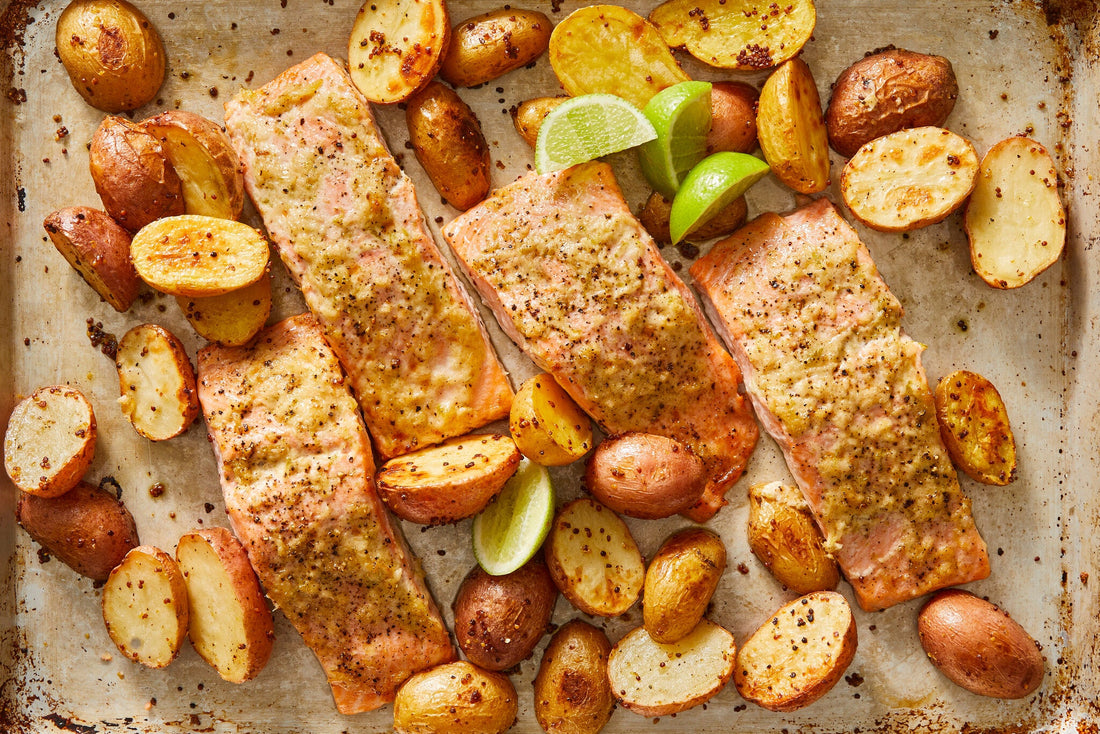 Salmon and baked potatoes