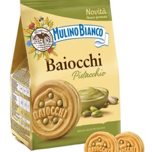 Biskvīti ar pistāciju krēmu - mulino bianco baiocchi biskvītu uzkoda ar pistāciju krēmu - 240g